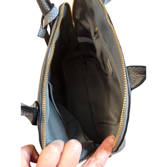 A New Day Faux Leather Satchel Bag Gray Snake Print Handbag Purse Gold Hardware - Picture 5 of 10